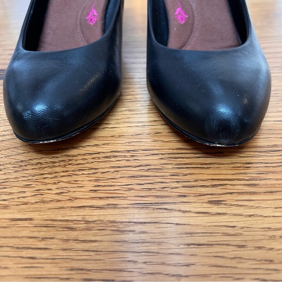 ⭐️ Ros Hommerson Valeda Chunky Low Heel Round Toe Black Kidskin Heel Size 6 - Picture 6 of 15